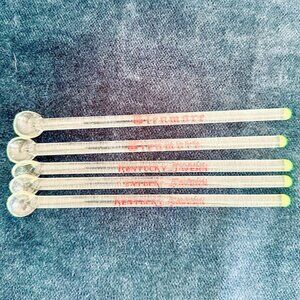 VINTAGE GLASS SWIZZLE STIR STICKS GLENMORE WHISKEY KENTUCKY TAVERN SET OF 5